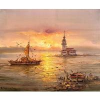 Remzi Taşkıran Gün Batımında Kız Kulesi Tablosu